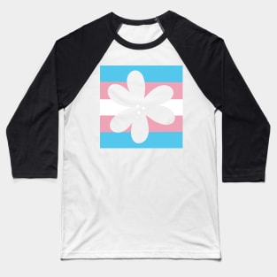 Flower Outline - discreet trans pride flag Baseball T-Shirt